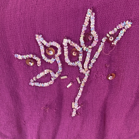 Vintage 80s Beaded Leaf Dress XXL - Picture 10 of 15